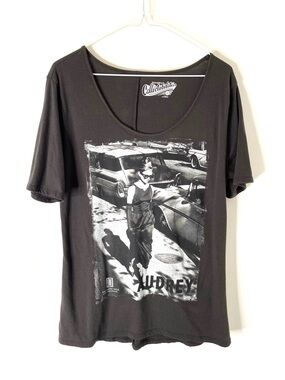 Old Navy Audrey Hepburn Graphic Tee Black Scoop Neck Collectabilitees Top